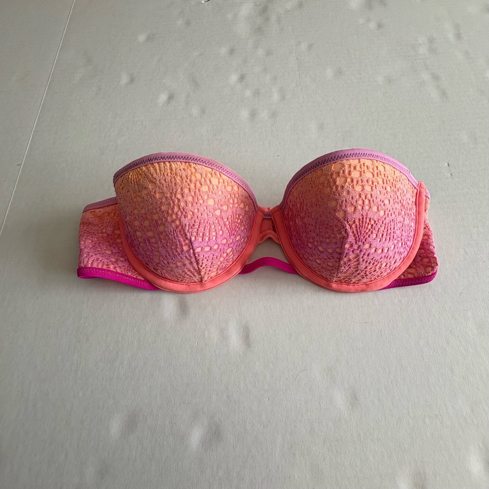 Victoria's Secret The Flirt Bandeau Size 34B Pink & Orange ombré bikini top